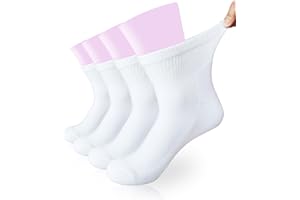 AISESINE Women's Diabetic Ankle Socks Super Wide for Swollen Bariatric Feet, Neuropathy Non Binding Sock 4 Pairs