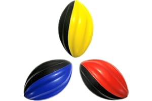 LMC Products Mini Football 3-Pack - 5” Spiral Foam Football Small Footballs for Kids - Mini Footballs 3-Pack - Soft, Easy Grip Toddler (Red, Yellow, Blue)