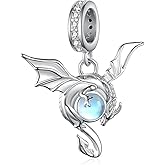 CVRAVO Dragon Charms 925 Sterling Silver Moonstone Dragon Beads Dragon Jewelry Moonstone Dragon Gifts for Women