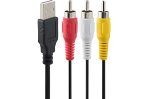 Herfair USB to RCA Cable, 4.9ft, USB A 2.0 Male to 3 RCA Male Phono AV Cable for DVDs, Digital Cameras, Camcorder Connecting TV/PC