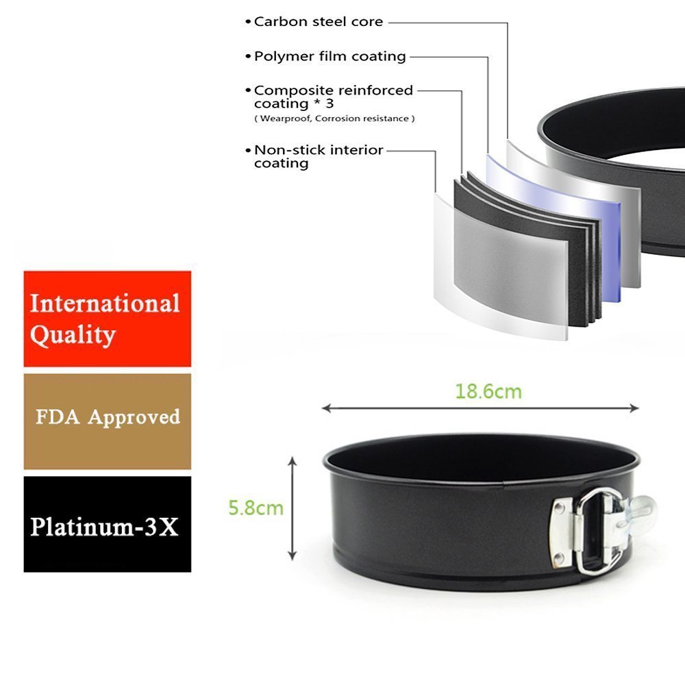 MZCH 7 inches Nonstick Springform Cake Pan Round Cheesecake Pan with Removable Bottom and Quick-Release Latch