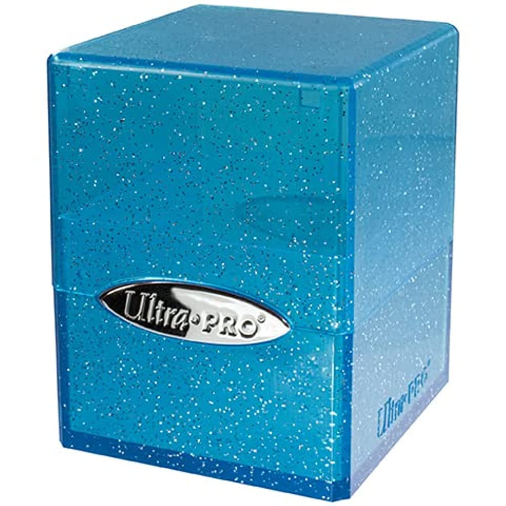 Ultra Pro - Frosted Cube Storage Box for Over 100 Trading Cards (Glitter Blue) - Protect your playing cards, sports cards or trading cards in a stylish glitter box