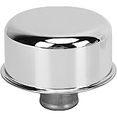 Oil Breather Cap, Push In Style Round Oil Filler Cap for SBC SBF 327 350 302 454 502 1-1/4in Hole Valve Cover, Chrome Alloy C