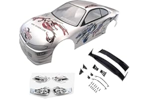 Novahobby 1/10 Scale RC Painted Precut Drift Racing Touring Onroad Car Body Shell Width 190mm with Wing Mirror Accessories (S15 Dragon)