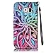 Firefish Galaxy S6 Case, [Kickstand] [Card/Cash Slots] Durable Leather Full Body Protection Wallet Case with Magnetic Closure Wrist Strap for Samsung Galaxy S6-Spread Flower