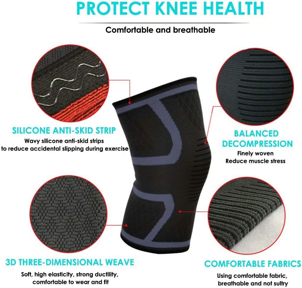 CRAZY STONE 2 Pack Knee Compression Sleeve- Best Knee Brace for Men & Women- Joint Pain Relief, Injury Recovery - Knee Support for ACL, Meniscus Tear, Running, Basketball, Football, Yoga, Gym, Sports: Industrial & Scientific