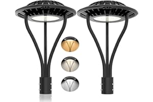 ADUB 2 Pack 60W LED Post Top Light Dusk to Dawn Outdoor Lighting, 7800LM Lamp Post Light Fixtures Tunable CCT 3000K/4000K/5000K, IP65 Commercial Street Area Light Pole Light
