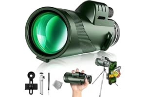40X60 Monocular Telescope with Smartphone Holder & Tripod, Power Prism Compact Monoculars for Adults Kids, HD Monocular Scope