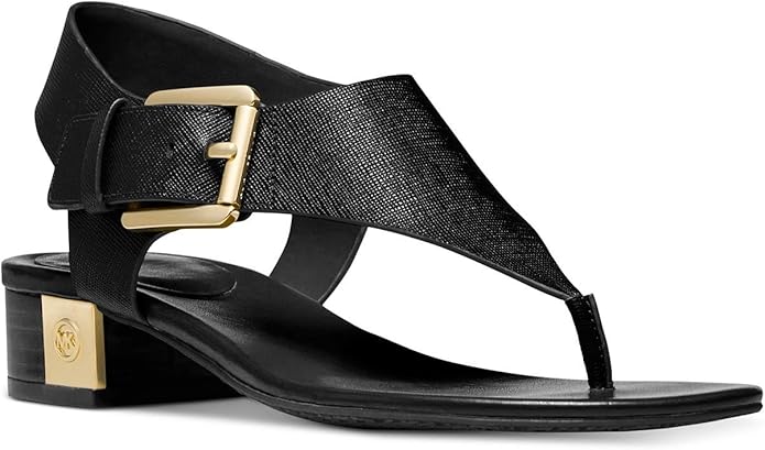 Amazon.com | MICHAEL Michael Kors Women's London Thong Block Heel Sandals, Black (5.5) | Heeled 