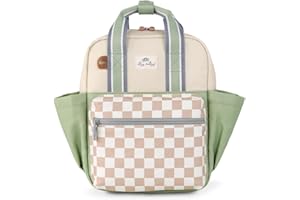 Itzy Ritzy Toddler Backpack - Daycare Bag - Features Adjustable Shoulder Straps, 2 Side Pockets & Spacious Interior with Wipeable Fabric Lining & Name Label, Checkerboard Backpack