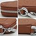 Genuine Cow Leather Zipper Bag Holder for FORD LINCOLN Smart Remote Key Brown 5 Button