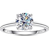 CADYNO IGI 1ct D Color VVS Lab Grown Diamond Engagement Ring, 14K Solid White Gold