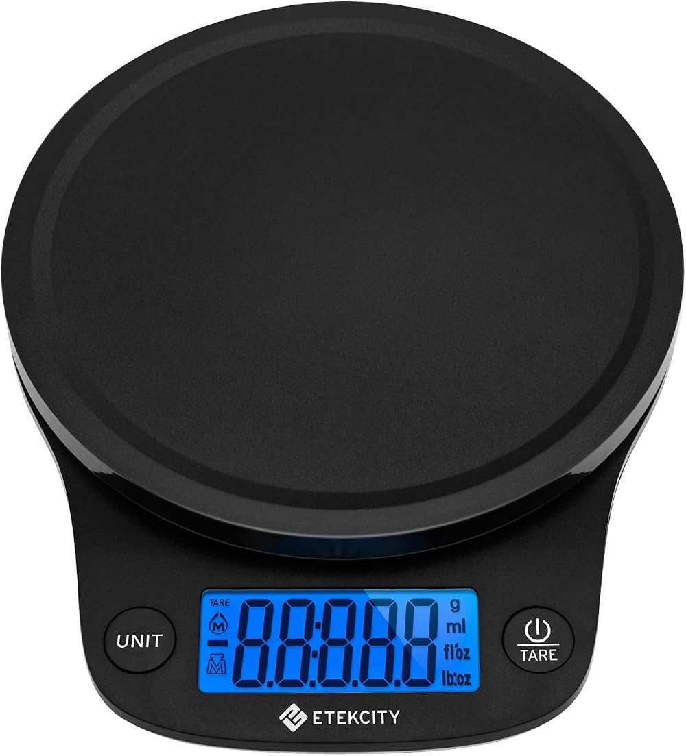 Etekcity Digital Kitchen Scale with Removable Bowl 11lb/5kg Backlit Display