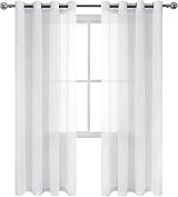 DWCN White Sheer Curtains 52x84 2 Panels Textured Voile Eyelet Top view 5