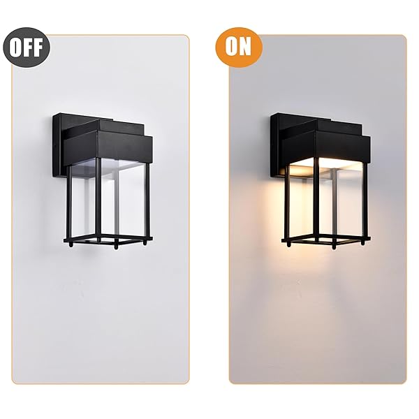 COTTAGE LIFE MODERN LED OUTDOOR WALL LIGHT, WATERPROOF EXTERIOR WALL SCONCE, BLACK ALUMINUM WALL MOUNT FIXTURE WITH CLEAR GLASS, 12W 1440LM 3000K FOR PORCH, PATIO, GARAGE, FRONT DOOR