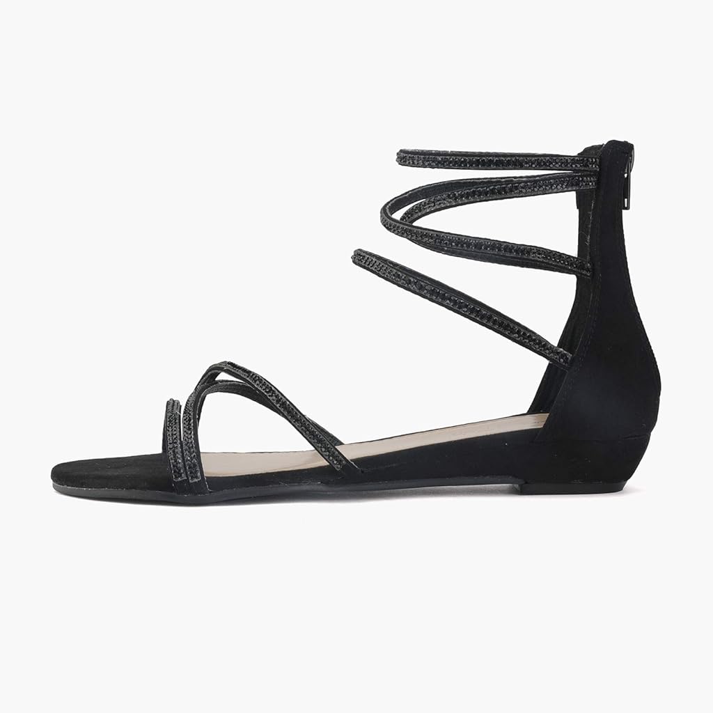 dream pairs women's ankle strap rhinestones low wedge sandals