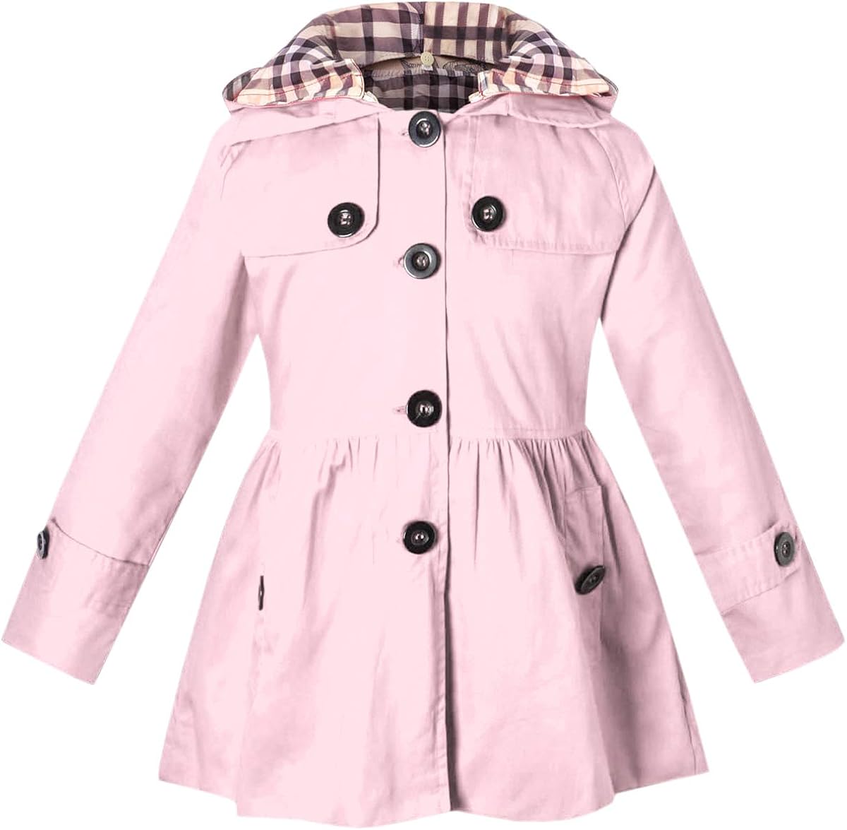 pink hooded trench coat