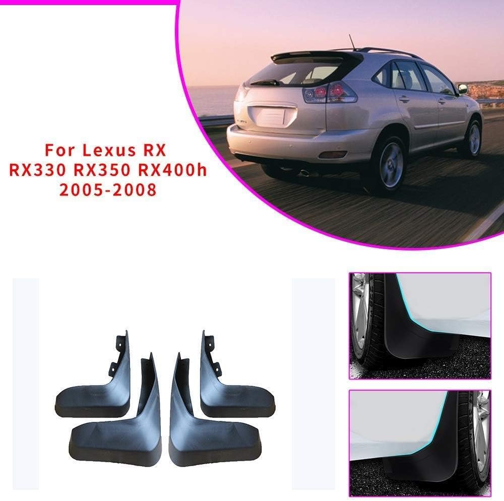 Black 4Pcs Car Mud Flaps Mudguards, for LEXUS RX RX330 RX350 RX400h 2005-2008 Front & Rear Splash Guards Auto Fender Styling & Body Fittings, with Installing Screw Nails