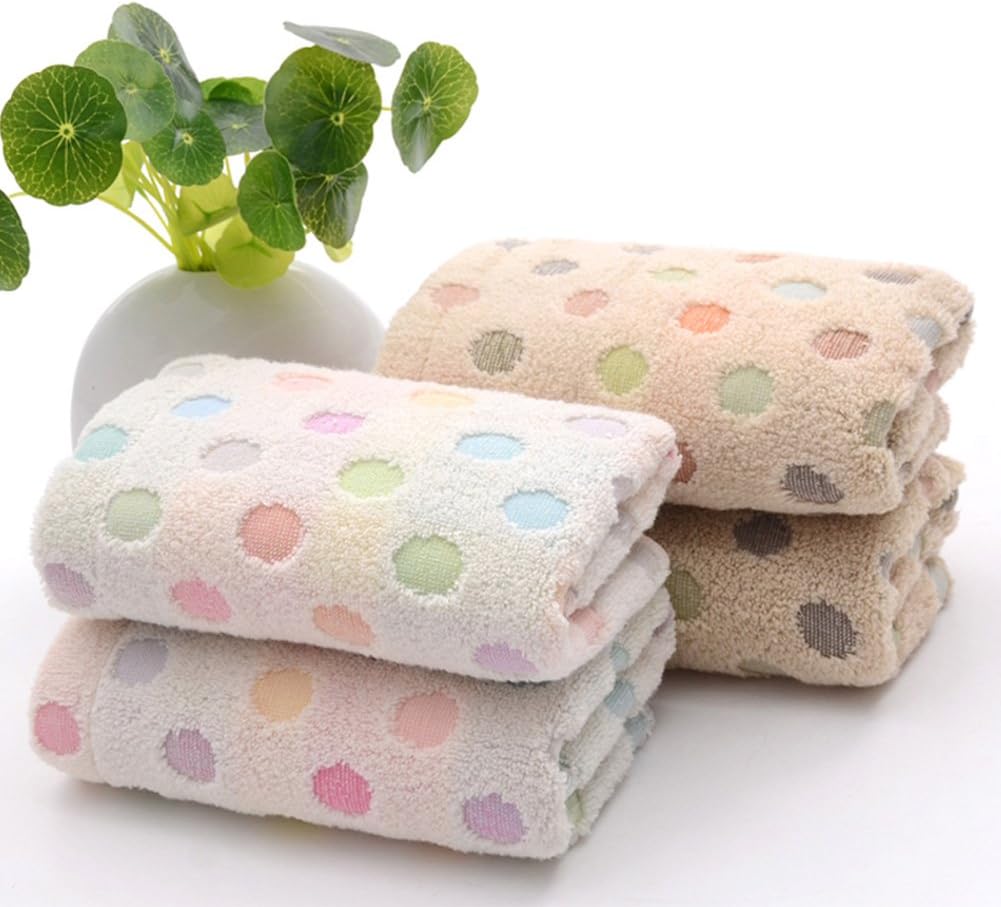 Pidada 100% Cotton Hand Towels Polka Dot Pattern Super Soft Highly Absorbent Towel for Bathroom 13.4 x 30 Inch Set of 2 (Beige): Home & Kitchen