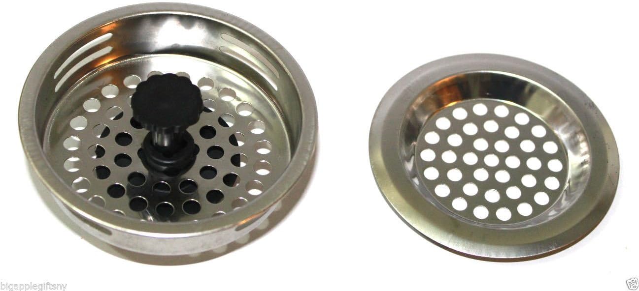 2 PCS STAINLESS STEEL KITCHEN SINK Strainer and Stopper Set 3" Diameter NEW