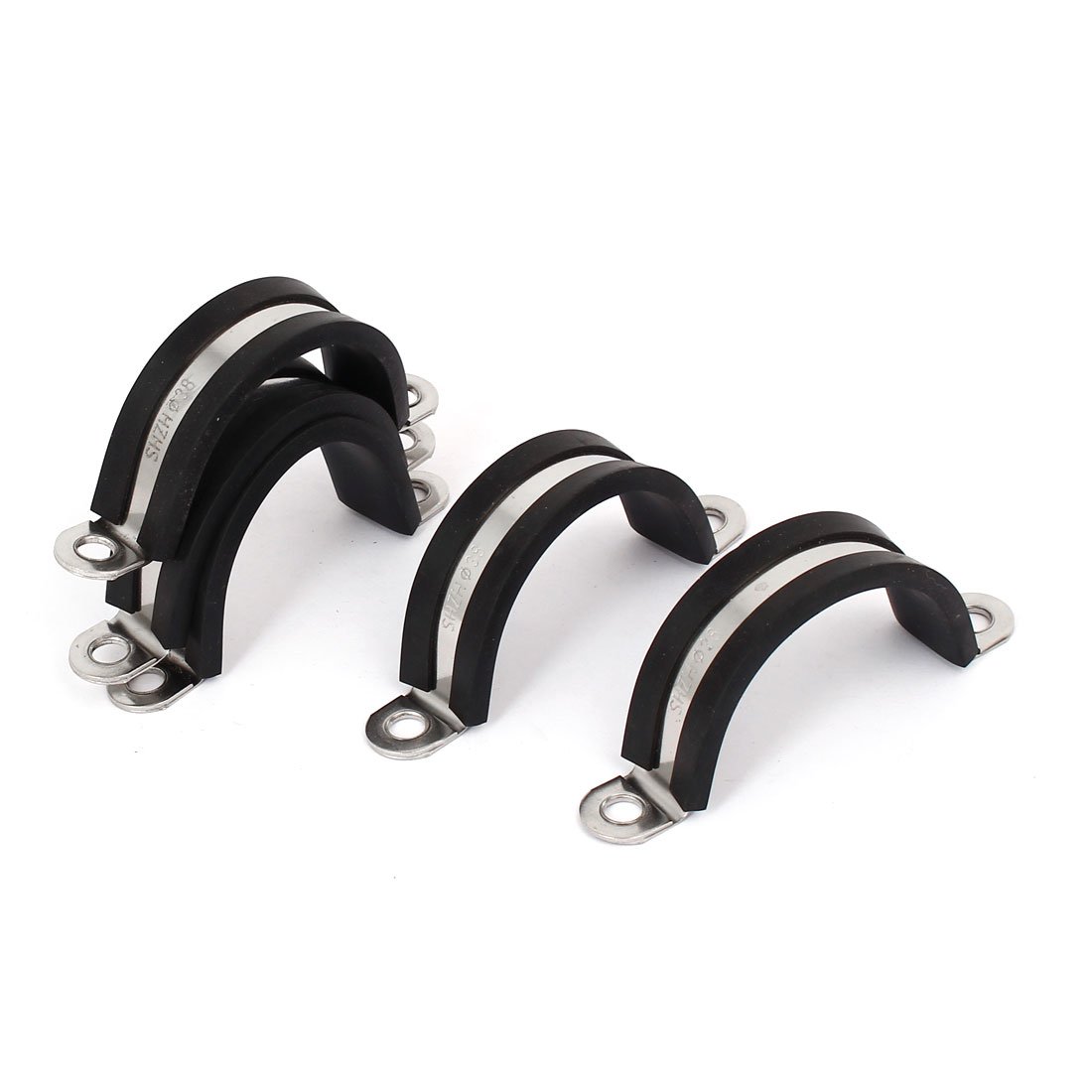 Sourcingmap 38mm U Clips EPDM Rubber Lined Mounting Brackets 5pcs for Pipe Tube Cable