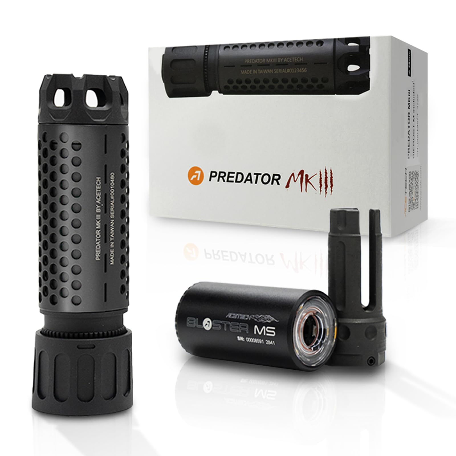 ACETECH Airsoft Riffle Tracer Unit Predator MK Series with Bifrost/Blaster/Brighter C Module Glow in The Dark BBS LED Flare/RGB/Beam Lighting Effect (MKIII Blaster - Black)