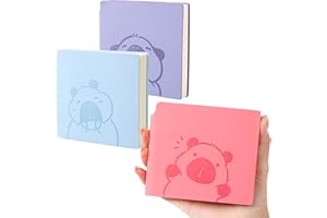 BOBO RABBIT 3 Pack Mini Grid Notebooks Pocket Size Graph Paper Journal 200 Pages Steno Pads Memo Notebook Small Softcover Leather Cartoon Capybara Pattern Cute Journal for Writing Sketching Drawing Lay Flat, 3.9"x3.9" Inner(Mini Square)