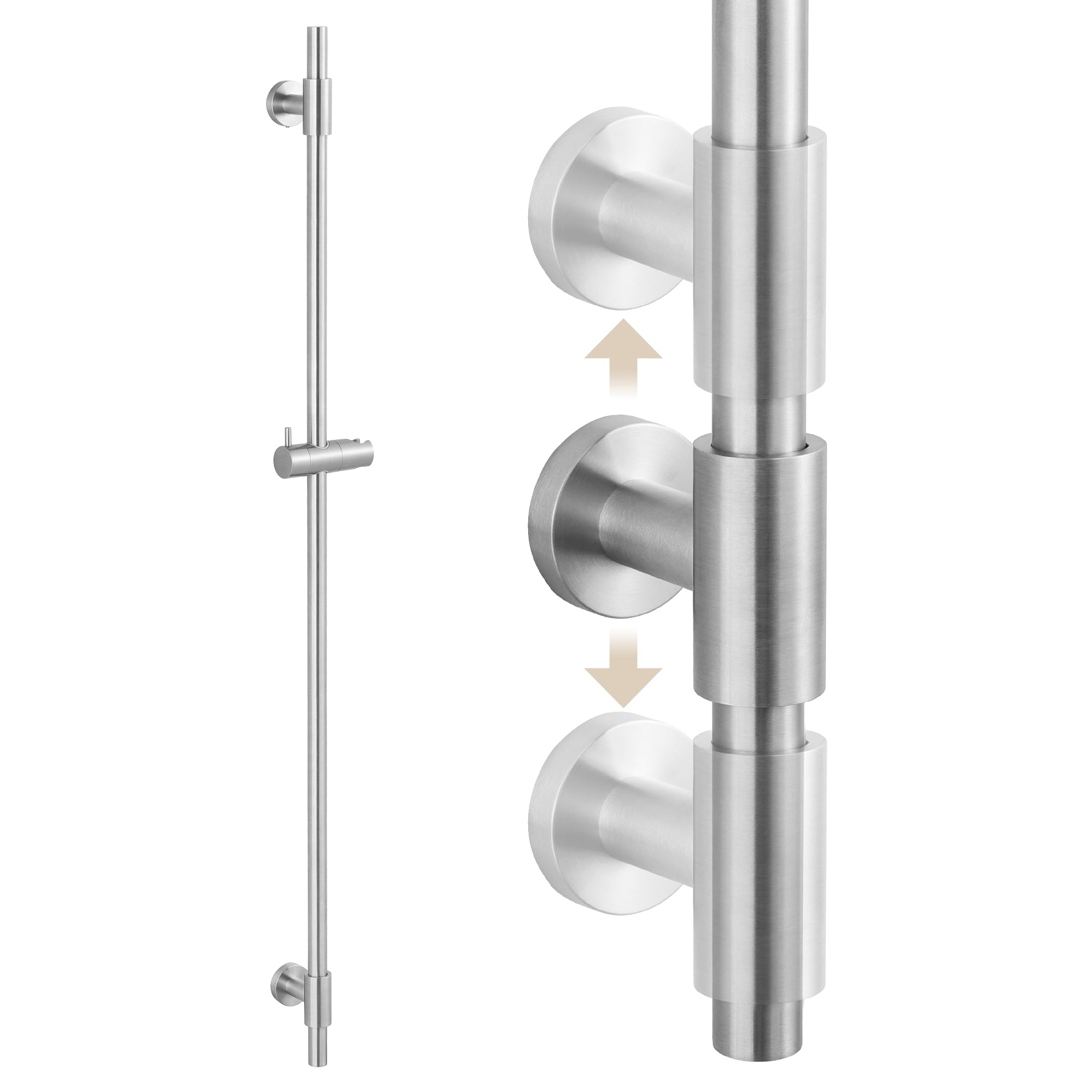 KES 122CM Shower Riser Rail with Adjustable Shower Head Holder, 18/8 Stainless Steel Slider Rail Brushed Finish Wall Mounted, F209S122-BS