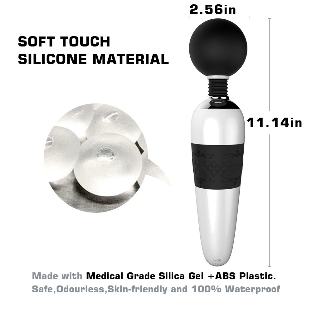 Cordless Magic Therapeutic Wand Massager Handheld - April 14TH 7 Pattern / 4 Speed for Muscle Aches & Sports Recovery, Rechargeable & Waterproof, Travel-Friendly, (Black-Enhanced Version)