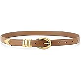 WHIPPY Women Skinny Leather Belt for Jeans Pants Dresses Ladies Fashion Waist Belt with Shiny Gold Buckle