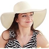 Women's Wide Brim Sun Hat - UV Protection Floppy Straw Sunhat Summer Beach 7 1/4