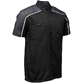 Milwaukee Motorcycle Clothing Co. MDM11601 Men's Black and Grey Button Up Mechanic Shirt w/Reflective Stripe