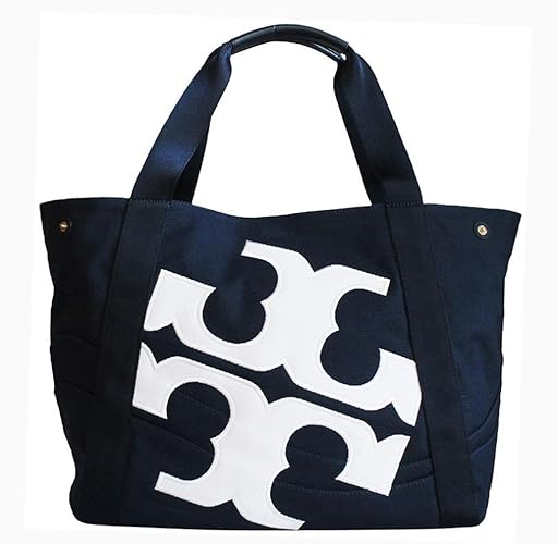 Amazon トリーバーチ バッグ トートバッグ キャンバス ビーチ ロゴ バッグ Tory Burch Beach Logo Navy Canvas Tote Bag 並行輸入品 Tory Burch トートバッグ