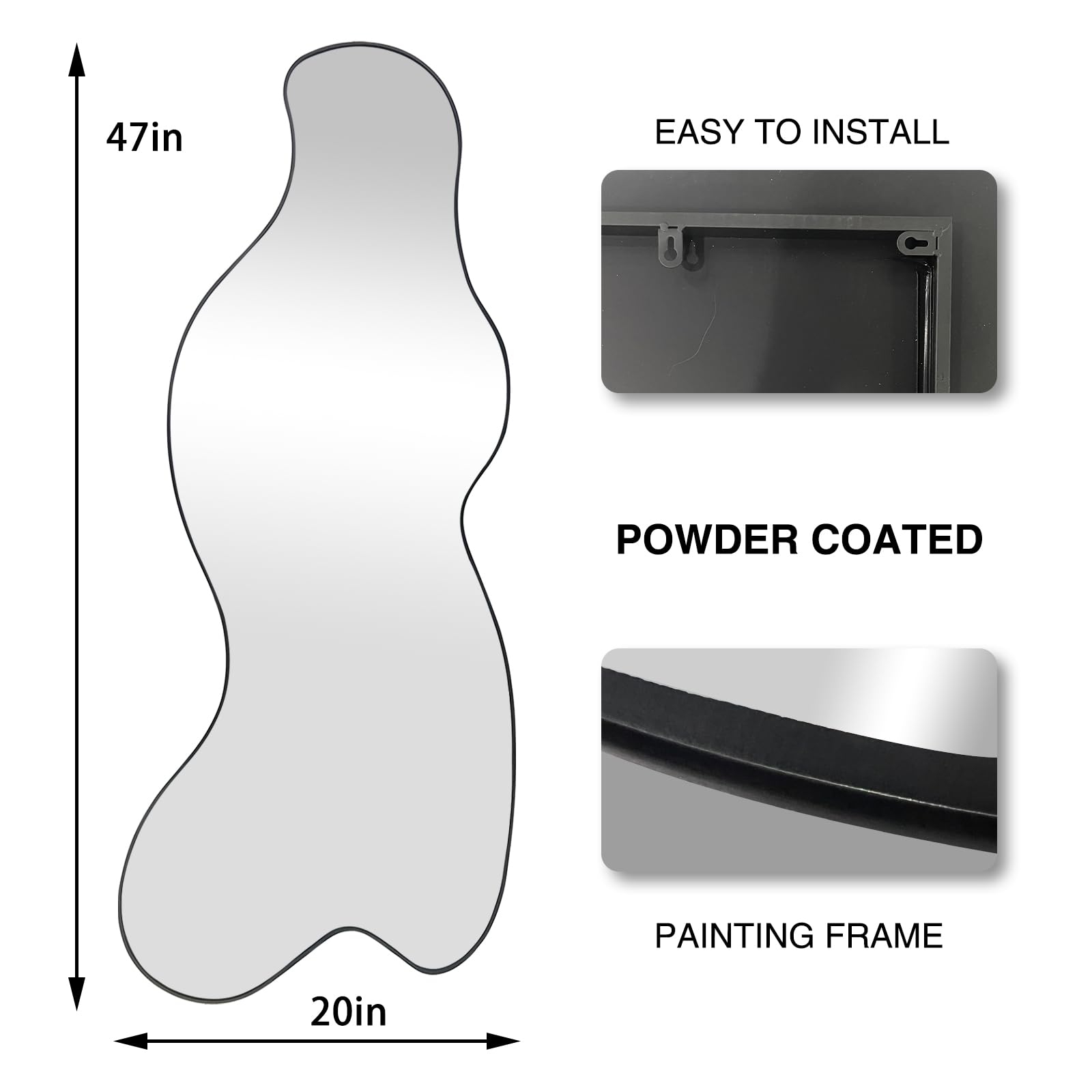 POZINO Irregular Mirror, Asymmetrical Decorative Mirror, 47.2