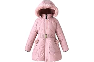 PODGINA Girl Winter Dress Coats Hooded Fleece Jacket Warm Outwear Waterproof Heavy Parka