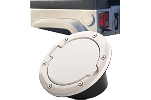 PKEDUO White Gas Cap Cover Fuel Filler Door Cover Compatible with 2007-2017 Wrangler JK JKU 2/4-DOOR(NOT FOR 2018+ JL MODELS)