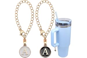 AnnabelZ Letter Charm Accessories For Stanley Cup,2PCS ID Initial Letter Charm Personalized For Stanley Tumbler Cup Identification Handle Letter Charms