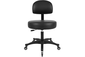 TAKE UR SEAT® Economical Multi-Purpose Medical Spa Drafting Stool with Adjustable seat and Back Height. Advanced Fabric seat Cover is Easy to Clean. Blade Wheels (Table Height Black)