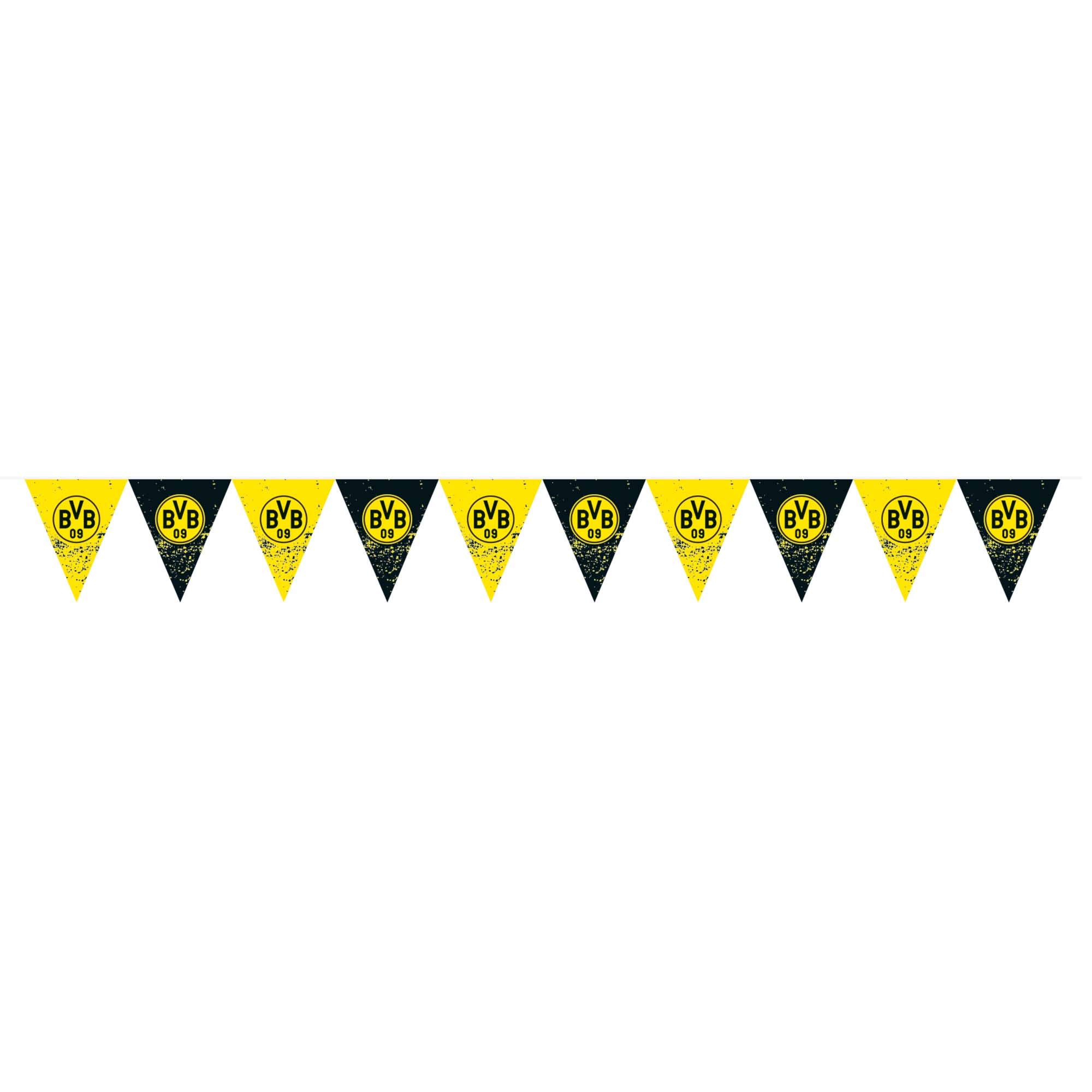 amscan 9908535 BVB Bunting Size 400 x 19.5 cm Borussia Dortmund Plastic Flags Garland Hanging Decoration Football Party Fan Birthday