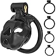 FYJENNICC Love 1.0 Chastity Cage - Lightweight Resin Male Chastity Device with Invisible Lock,Bondage Gear for Men Beginner-Friendly Design with 4 Adjustable Rings Adult Sex Toy (Black, Nub)