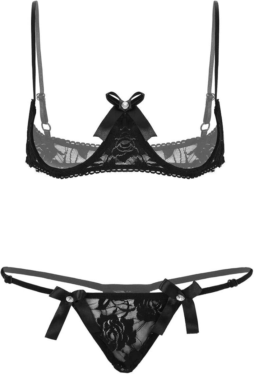 iixpin Women's Lingerie Set 1/4 Cup Push Up Shelf Bra Top with Briefs