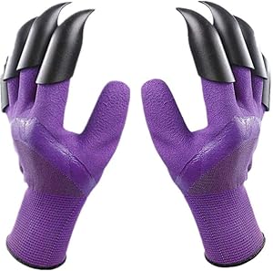 REDDSN Garden Genie Gloves with Claws, Double Claws Waterproof Garden Gloves, Breathable Digging Planting Gloves,1Pairs Best Gardening Gifts for Women and Men (Purple)