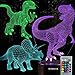 sunduck Dinosaur Toys 3D Night Light with Remote & Smart Touch 7 Colors + 16 Colors Changing Dimmable TRex Toys 1 2 3 4 5 6 7 8 Year Old Boy or Girl Gifts (Brown)