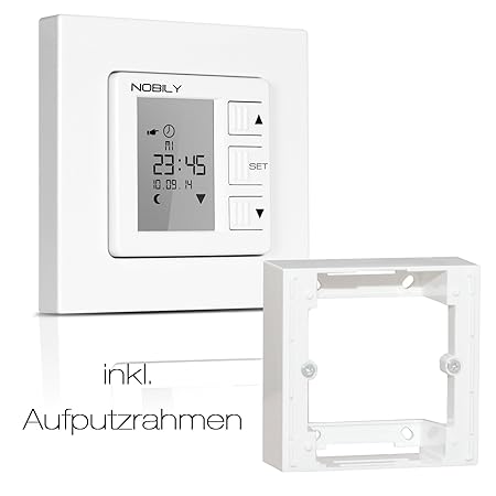 NOBILY *** Rolladen Zeitschaltuhr ZS1 inkl. Aufputzrahmen Rolladenzeitschaltuhr Timer Rolladenuhr Uhr Schalter für Rolladenmo