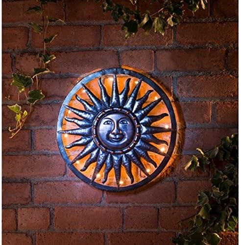 New Stunning Solar Sun Metal Wall Art - Garden & Patio Lighting Ornaments Decor