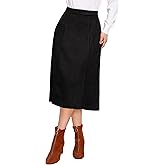 Allegra K Faux Suede Midi Skirts for Women's Work Casual Fall Winter A Line Skirt Trendy
