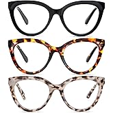 KoKoBin Retro Cat Eye Reading Glasses for Women 3 Pack Stylish Design Blue Light Blocking Spring Hinges Readers