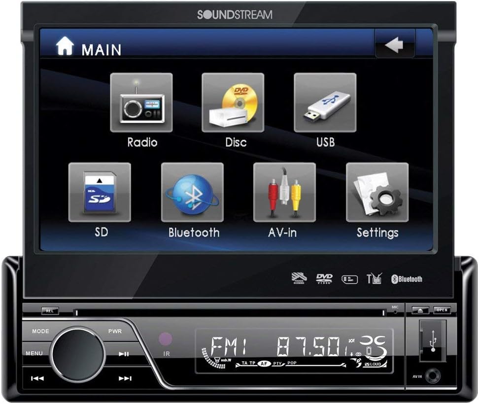 Soundstream VIR-7830B Single-Din Bluetooth Car Stereo DVD Player with 7-Inch LCD Touchscreen (Renewed)