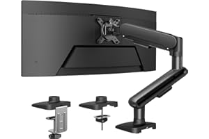 HUANUO Ultrawide Monitor Arm for 13 – 40" Screens, Single Monitor Mount Holds up to 26.4lbs, Adjustable Monitor Stand with C-