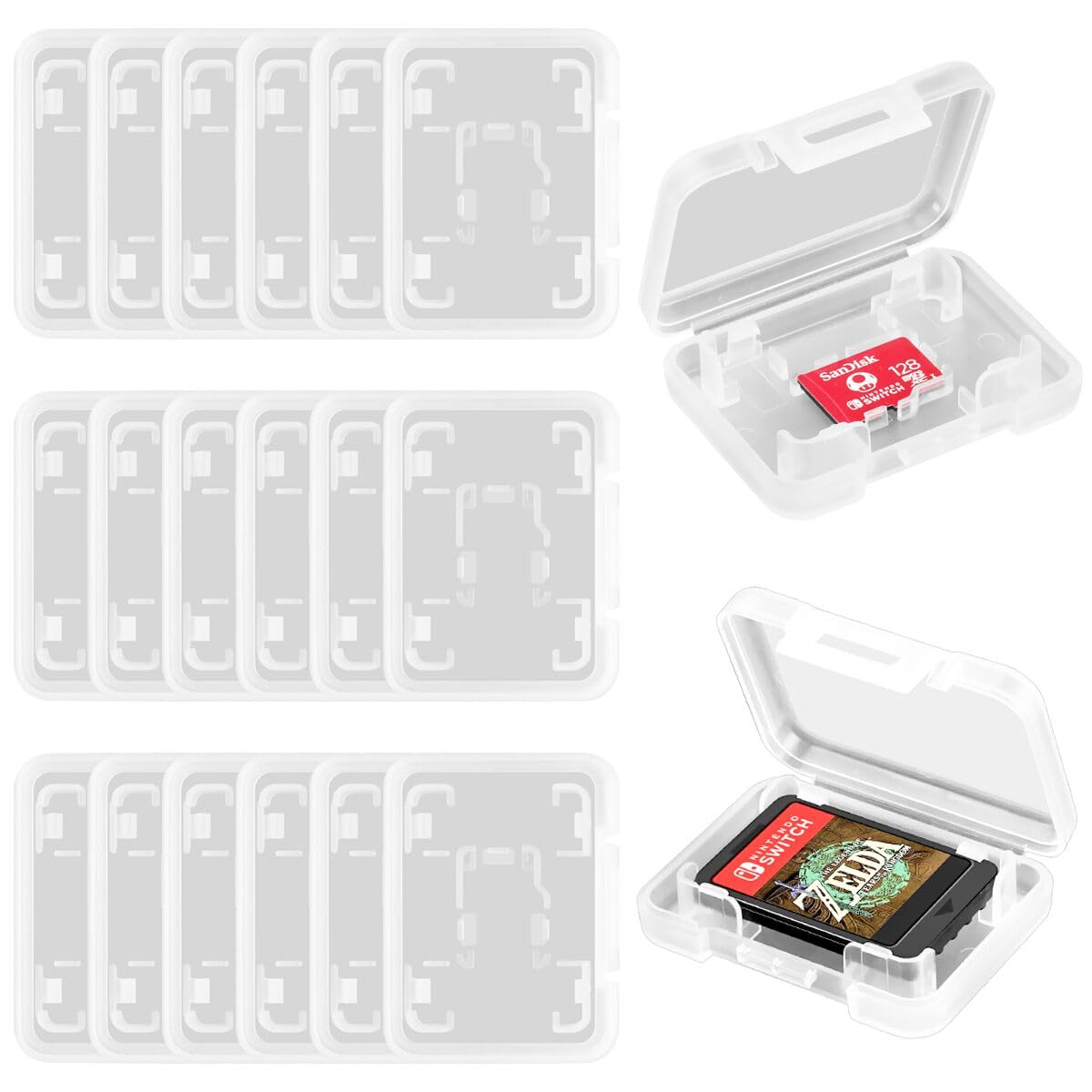 ASTONEY 20PCS Mini Game Card Cartridge Storage Box Compatible with Nintendo Switch Series, Portable Pocket Micro SD TF Card Display Holder with Keychain